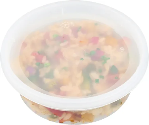 Miniatura 9 de Restaurantware -Asporto - Cajas para llevar de 8 onzas, 25 recipientes redondos para sopa para microondas - Tapas de plástico transparente