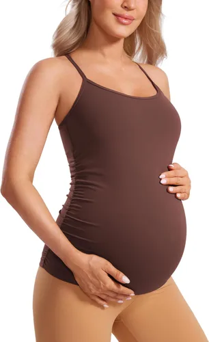 CRZ YOGA Butterluxe - Camiseta sin mangas de maternidad con espalda en Y para mujer, fruncida, básica, sin mangas, atlética, para yoga