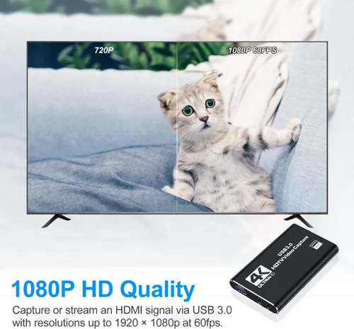 Miniatura 7 de dobestyou Tarjeta de Captura 4K para Transmisión, Grabación y Juegos – Dispositivo de Captura de Video HDMI con USB 3.0, 1080p 60fps, Sin Latencia