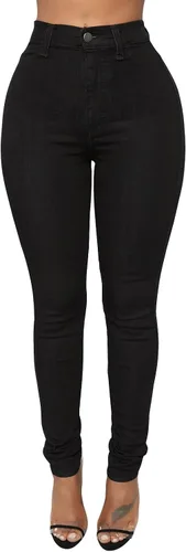 Miniatura 3 de KUNMI - Pantalones de mezclilla clásicos de cintura alta para mujer, elásticos, con efecto de levantamiento de glúteos, ajustados