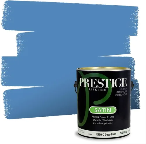 Miniatura 80 de Prestige Paints. - Base y pintura para exteriores en un solo galón, 1 galón. plano, comparable con Sherwin Williams Topsail. SW159-azul hechizante.