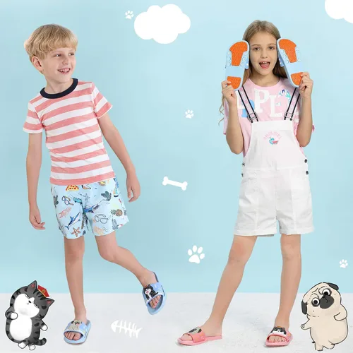 Miniatura 5 de BOPU 3-8 años niñas sandalias diapositivas, lindo perro y gato antideslizante niñas diapositivas niños diapositivas (niños pequeñosniños)
