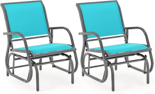 Miniatura 13 de Giantex Silla columpio con marco de metal de estudio, cómoda silla de patio para jardín, porche, patio trasero, piscina, mecedora al aire libre