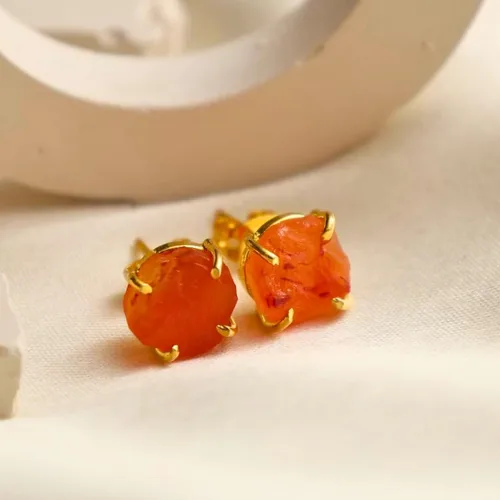 Miniatura 84 de Gempires Natural Raw Prong Setting Stud Earrings, 8-10 mm Crystals Earring, Handmade Jewelry, Gift for Her