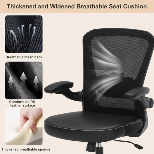 Miniatura 5 de Silla de Dibujo Silla Alta de Oficina con Asiento de Cuero PU, Silla de Escritorio Ergonómica de Pie de 400lbs con Soporte Lumbar, Taburete