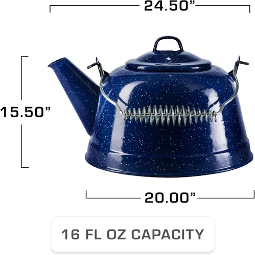 Miniatura 3 de COLETTI Estufa clásica de té para acampar, hervidor de viaje, tetera compacta para estufa, revestimiento de esmalte importado alemán resistente a