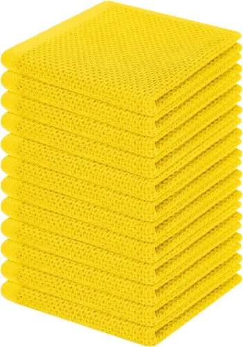 Miniatura 105 de Homaxy Paños de cocina de 100% algodón con tejido de gofre, ultra suaves, absorbentes, de secado rápido, 12 x 12 pulgadas, paquete de 6, amarillo
