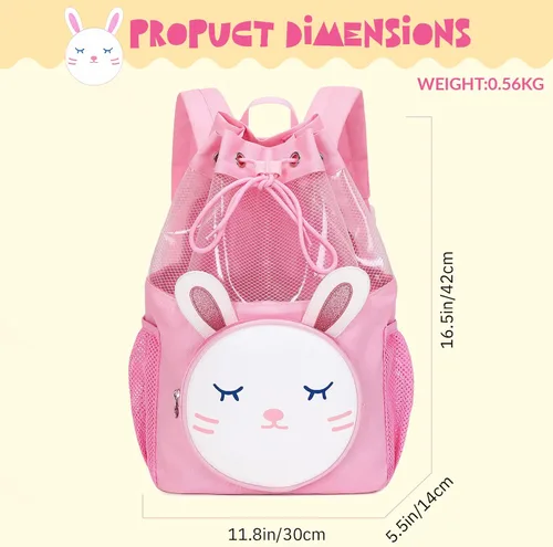 Miniatura 6 de Mygreen Bolsa de gimnasio con cordón para niños pequeños, linda caricatura, animales del zoológico, mochila deportiva