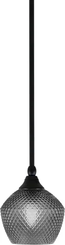 Miniatura 245 de Toltec Lighting Tallo Colgado Mini colgante, acabado de cobre negro, 3.5" cuadrado humo burbuja vidrio