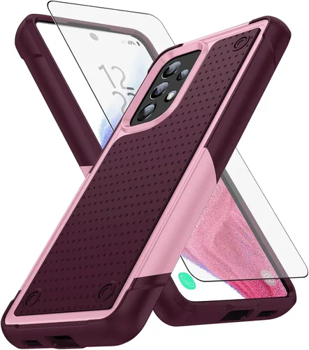 Asuwish Funda protectora para Samsung Galaxy A53 5G con protector de pantalla de vidrio templado y accesorios para celda, delgada, resistente, de