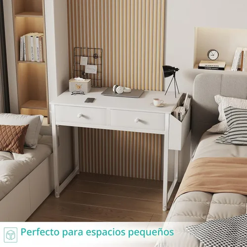 Miniatura 5 de Lufeiya - Escritorio pequeño blanco para niños con cajones para dormitorio, escritorio de 32 pulgadas para oficina en casa con cajón