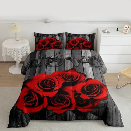 Miniatura 30 de Erosebridal Juego de edredón de corona King y Queen, juego de ropa de cama para parejas adultos, mujeres y hombres, juegos de edredón para boda, San