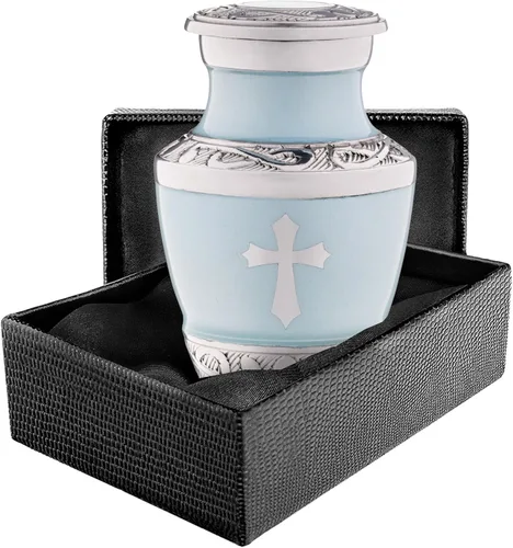 Miniatura 10 de Urna pequeña para cenizas de recuerdo para mujeres y hombres, mini urnas de corazón para cenizas humanas masculinas o femeninas, mini urnas azules
