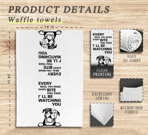 Miniatura 6 de Toallas de Cocina Divertidas, Cada Comida Que Haces Cada Bocado Que Tomas - Bulldog Continental Toallas de Cocina Decorativas para Regalos de Cocina
