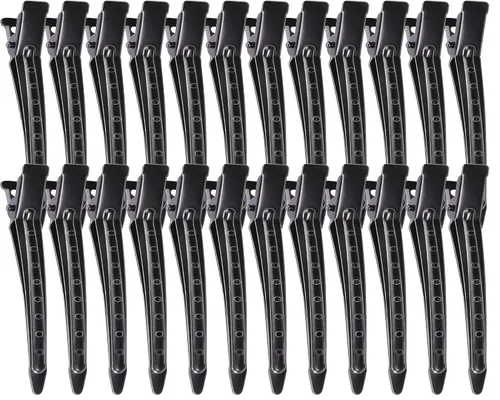 YGDZ Pinzas de pico de pato, 30 pinzas de pelo de cocodrilo de metal de 3.5 pulgadas con agujeros, pinzas para el cabello para seccionar peinados,