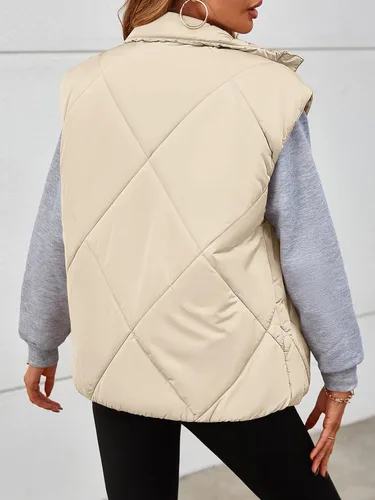 Miniatura 4 de MEROKEETY Chaleco acolchado de invierno para mujer 2024 con cuello alto, con cremallera, con bolsillos