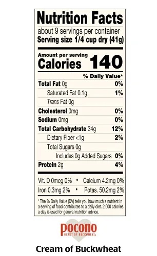 Miniatura 2 de Pocono Crema de cereales trigo sarraceno orgánico sin gluten, 13 onzas (paquete de 1) el embalaje puede variar