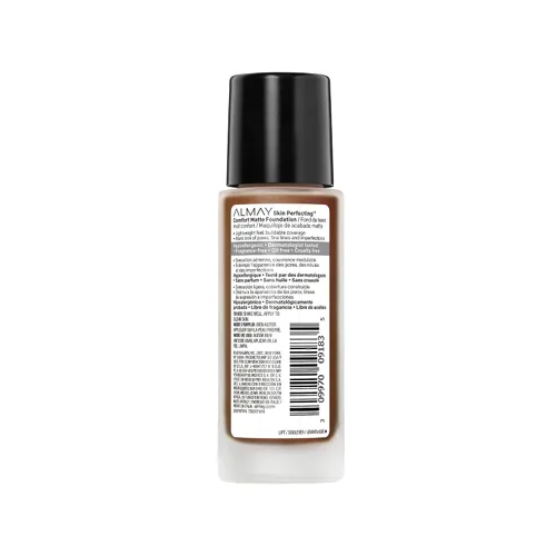 Miniatura 2 de Almay Skin Perfecting Comfort Base Mate, Hipoalergénica, Libre de Crueldad-Sin Fragancia, Maquillaje Líquido Probado por Dermatólogos, Capuchino