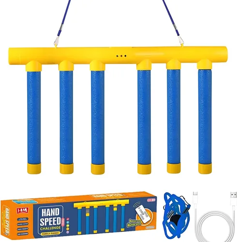 Juego de palos de reflejo Rebounce, juego de desafío de reflejos, tiempo de reacción con palos que caen y modos de velocidad ajustables para Amarillo