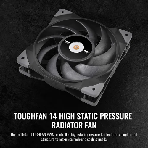 Miniatura 2 de Thermaltake TOUGHFAN 14 Negro PWM 500~2000rpm - Ventilador de radiador circular de alta presión estática de 140 mm con sistema de montaje
