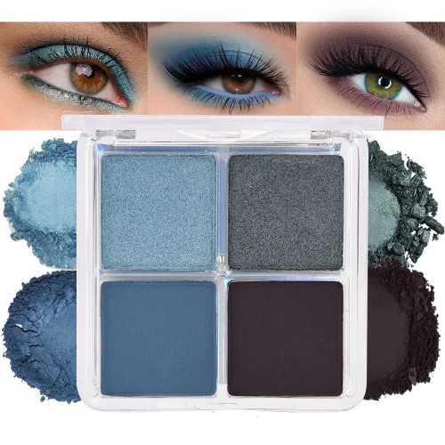 Miniatura 24 de evpct Paleta cuádruple de sombras de ojos marrón nude, brillante nude champán, dorado, marrón, cacao, brillantina, metálico, mate, alto pigmento