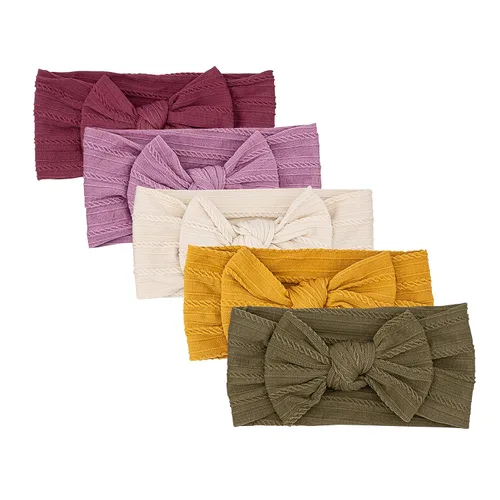 Miniatura 11 de Parker - Diademas de nailon de punto trenzado para bebé, paquete de 5 unidades, lazos suaves, elásticos y cómodos para niñas, ajustables, suaves al