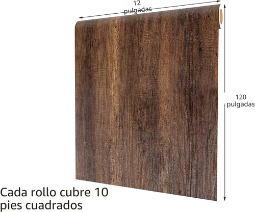 Miniatura 7 de Decotalk Papel de Contacto con Veta de Madera Despegar y Pegar Papel Tapiz Autoadhesivo Removible Papel de Contacto de Madera Marrón para Encimeras