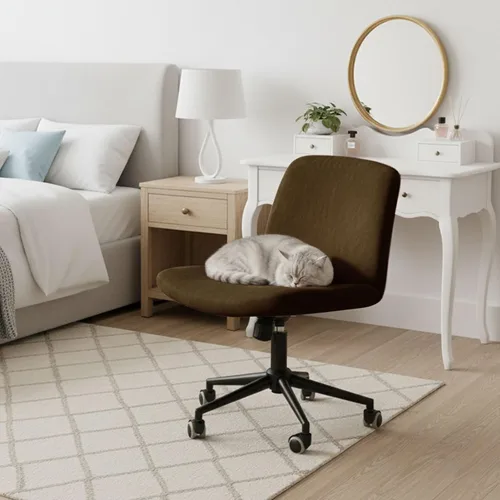 Miniatura 7 de NICEEC Funda para silla cruzada sin brazos, para oficina, dormitorio, escritorio, tocador, computadora, respaldo medio, asiento ancho sin protector