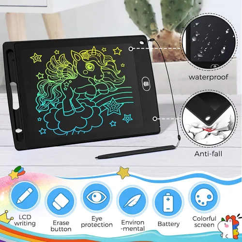 Miniatura 2 de Zhehao 48 tabletas de escritura LCD para niños de 8.5 pulgadas, almohadillas de dibujo borrables a granel, almohadillas de dibujo, juguete de Negro