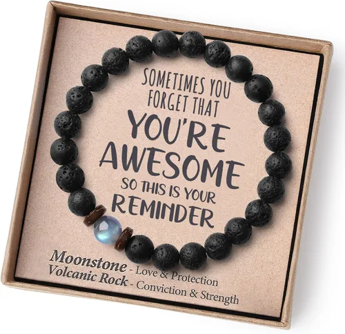 Miniatura 11 de Christmas Stocking Stuffers for Kids/Teen Boys/Men-Love/Strength-Handmade Gemstone Bracelets with Inspiratioanl Card