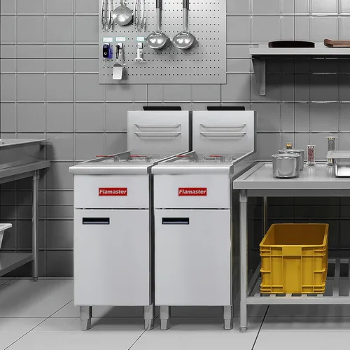 Miniatura 6 de Freidora Comercial Profunda con 2 Canastas, Freidora de Gas Natural de 90000 BTU - Certificada CSA, 200°F-400°F 3 Tubos, Freidora de Piso de Acero