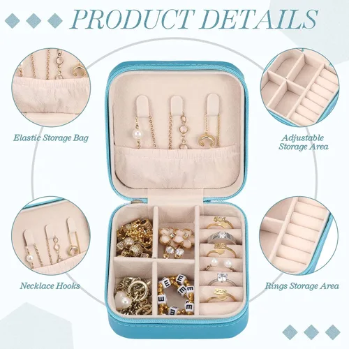 Miniatura 9 de Yinkin 12 piezas de mini joyero de viaje para dama de honor, organizador de aretes de piel sintética, accesorios de viaje a granel, soporte portátil