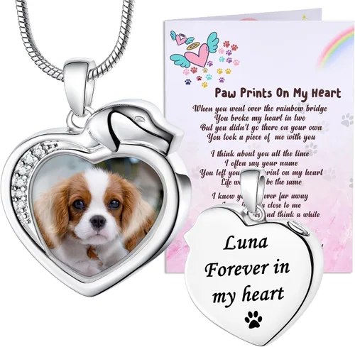 Miniatura 28 de Fanery Sue Collar personalizado para cenizas de mascotas para perros y gatos, foto y texto personalizados, regalo de condolencia, regalo de cremación