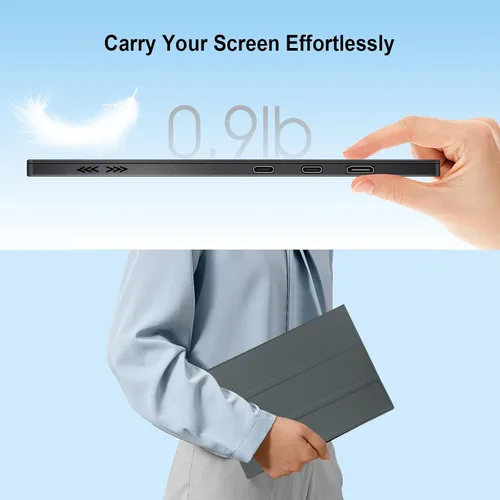Miniatura 9 de moonka Monitor portátil de 10.5 pulgadas, pantalla FHD IPS de 1920 x 1280P, pantalla USB-C, segundo externo para laptop, PC, teléfono Mac, PS