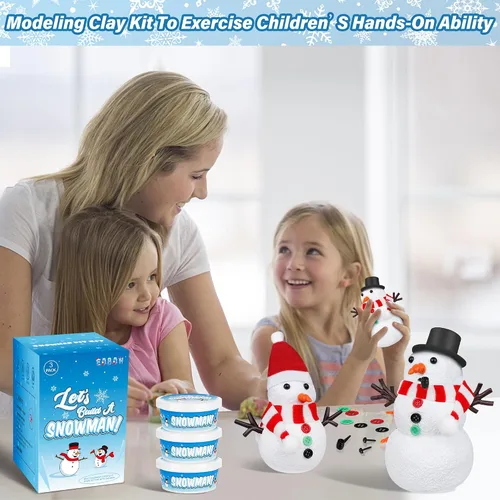 Miniatura 3 de Kit de Manualidades Navideñas de Muñeco de Nieve, Paquete de 3 Kit de Manualidades DIY de Muñeco de Nieve para Niños, Construye un Muñeco de Nieve