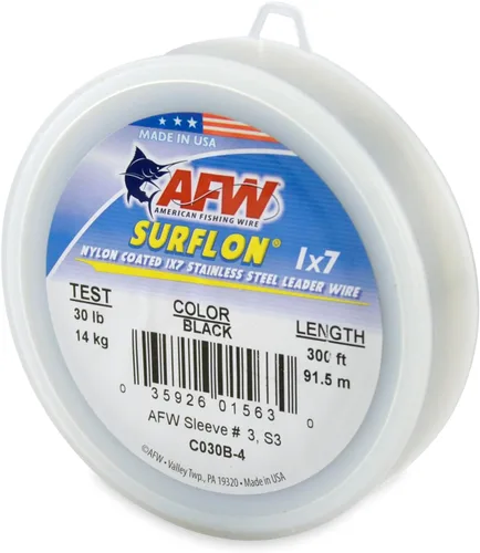 Miniatura 91 de Alambre de pesca americano Surflon recubierto de nailon 1x7 de acero inoxidable, línea líder de pesca para agua salada, prueba de 10 libras - prueba
