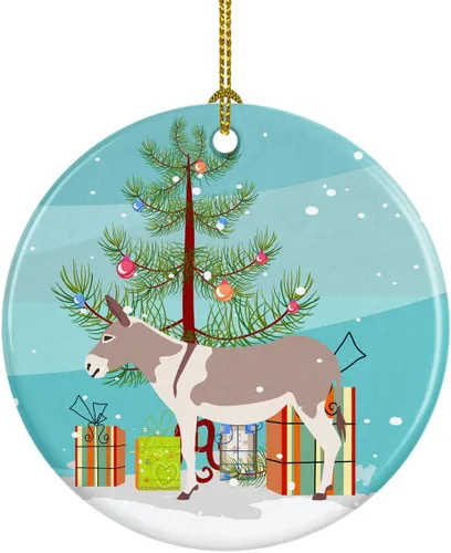 Miniatura 24 de Caroline's Treasures Adorno de cerámica de Navidad pintado o de codorniz chino, decoración colgante de árbol de Navidad verde azulado para el hogar