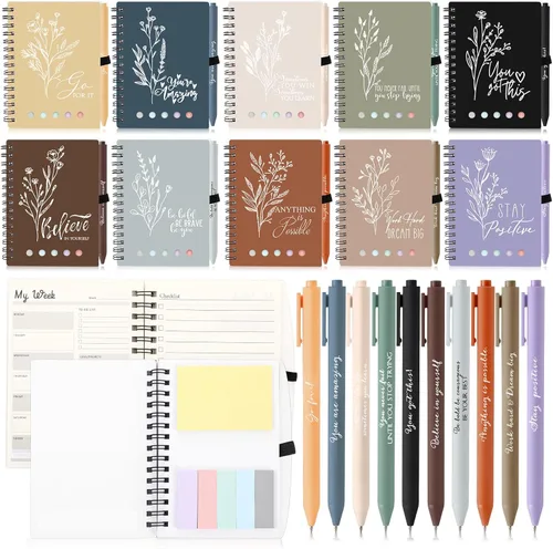 Miniatura 8 de Dispowreath 20 Sets/40 Pcs Employee Appreciation Gifts Bulk A6 Inspirational Journal with Ballpoint Pen Thank You Notebook Gifts for Employee