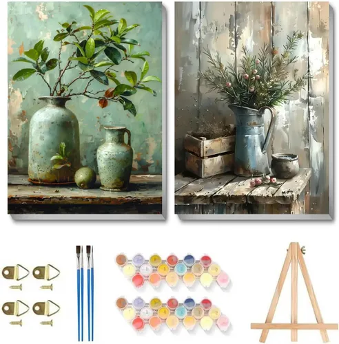 Miniatura 9 de askkqtx 2 Pack Paint by Numbers Kit for Adults with Frame, Framed Beach Paint by Numbers Kit for Adults, DIY Sea Painting by Numbers with Wooden