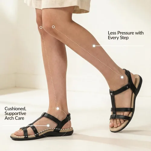 Miniatura 6 de Rihero Sandalias ortopédicas con soporte de arco para mujer, ortopédicas, cómodas, para caminar, informales, ajustables, para verano, playa