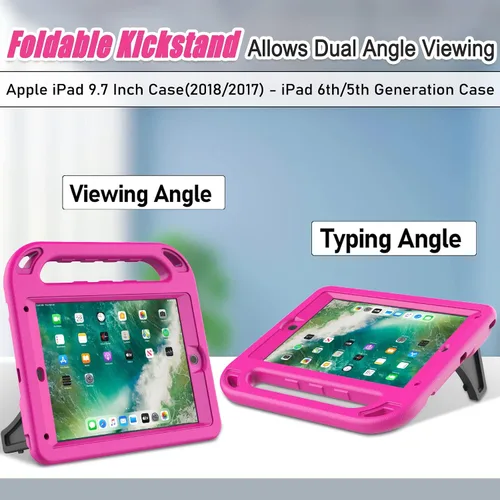 Miniatura 3 de LTROP Funda para iPad 6ª/5ª generación y iPad Air 2 – 9.7 pulgadas con mango para niños con protector de pantalla, color rosa