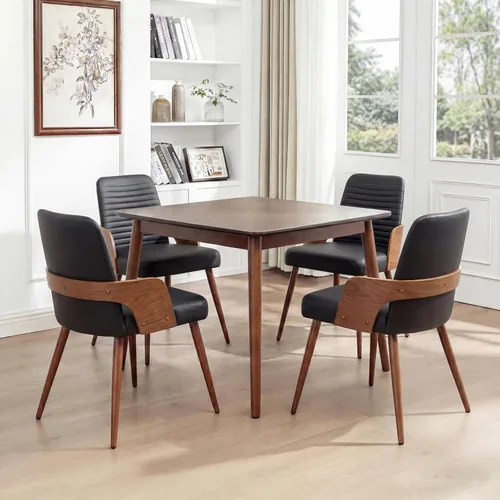 Miniatura 9 de Sillas de comedor, sillas de cocina modernas de mediados de siglo, sillas decorativas tapizadas de tela beige, patas de metal, sillas de escritorio