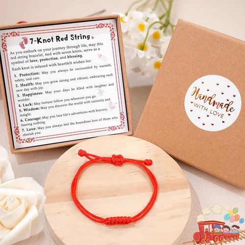 Miniatura 4 de DAYANEY Pulsera roja para mujer, pulsera de cuerda roja para protección como relleno de calcetines de Navidad, joyas a juego para parejas, regalos