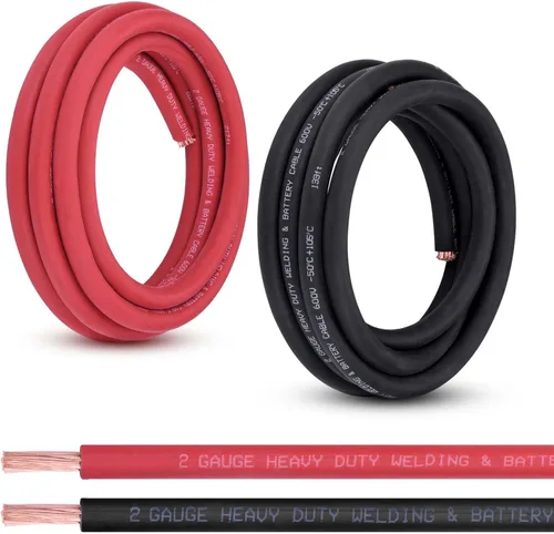 Miniatura 35 de Cable de Batería Calibre 2/0, 10 Pies Rojo + 10 Pies Negro 2/0 AWG Cable de Alambre de Soldadura de Cobre Puro, para Automotriz, Batería, Solar