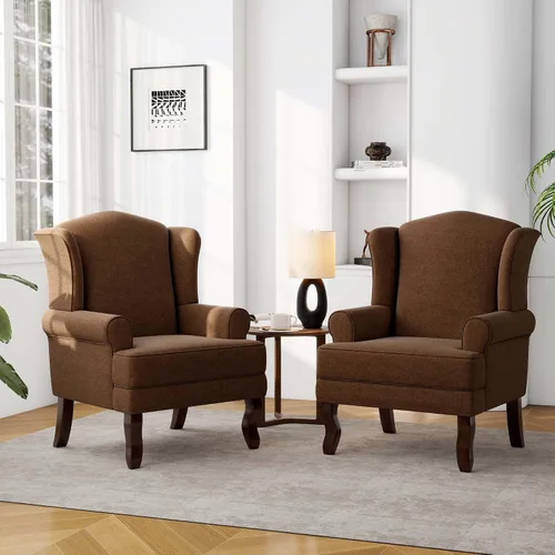 Miniatura 12 de Silla decorativa, sillón tapizado con respaldo alto con esponja de alta resistencia y patas de madera, sillas individuales modernas y cómodas de Un