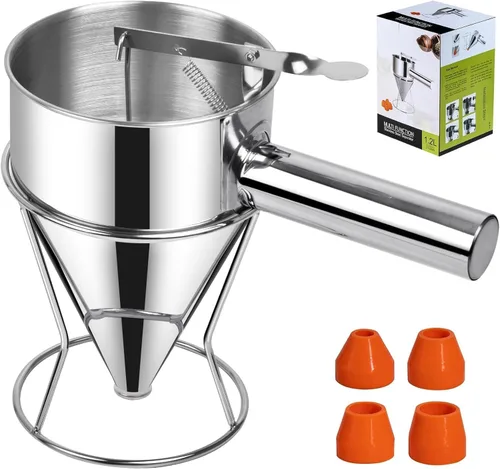 Miniatura 8 de Dispensador de Masa Multifuncional de 40 oz, Dispensador de Masa para Panqueques de Acero Inoxidable Multi-Calibre con Soporte Ideal