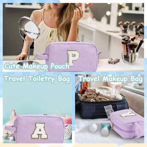 Miniatura 6 de YOOLIFE Regalos para niñas adolescentes – Bolsa de maquillaje con inicial personalizada, regalos de cumpleaños para mujeres, hermana, amiga, hija
