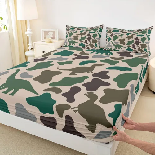 Miniatura 38 de Manfei Juego de sábana bajera de camuflaje de animales marinos, 2 piezas, diseño de camuflaje de tiburones y ballenas, con 1 funda de almohada