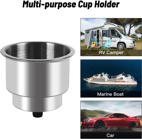 Miniatura 5 de Portavasos de acero inoxidable Goture con drenaje para barco marino, caravana, RV, caña de pescar