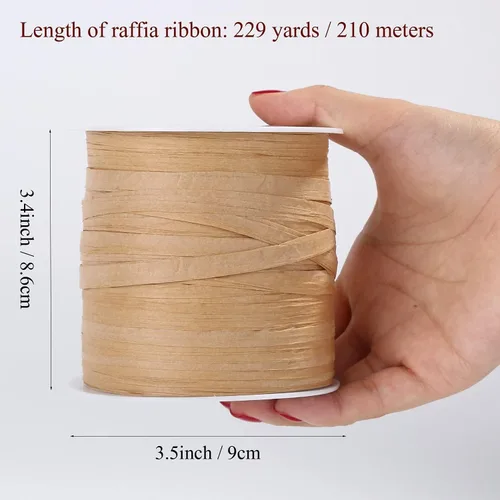 Miniatura 2 de Whaline Cinta de papel de rafia de 229 yardas, papel de embalaje de papel kraft de Navidad, cordel, festival, envoltura de regalos, cinta